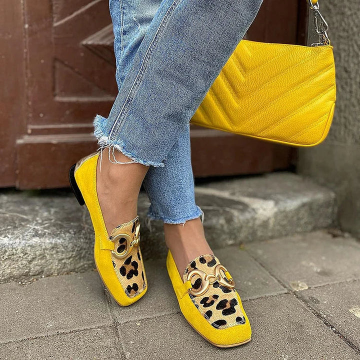 MOCASSINO GIALLO CON DETTAGLIO ANIMALIER