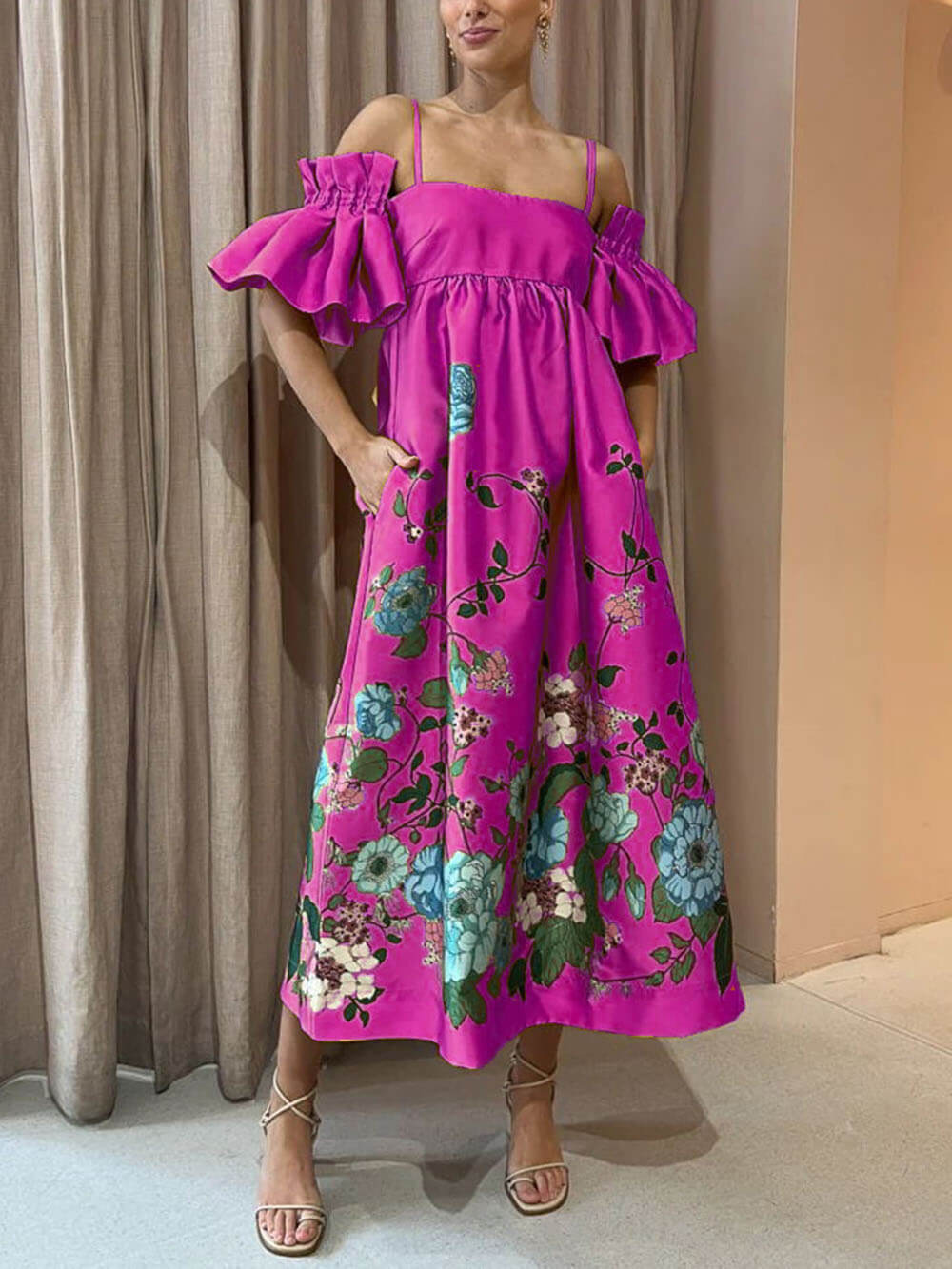 Camilla - Abito con maniche a fiori di tagete
