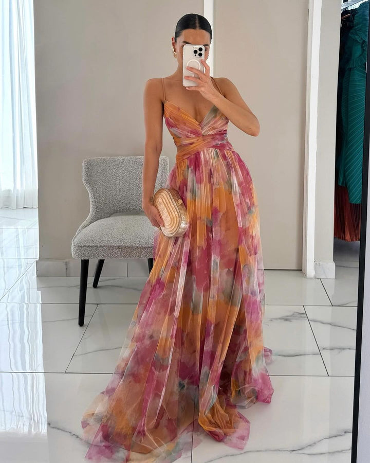 Eléna - Abito Lungo Elegante e Floreale