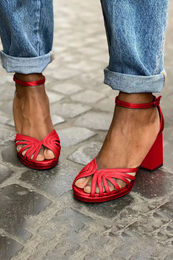 SANDALI CON TACCO BICOLORE