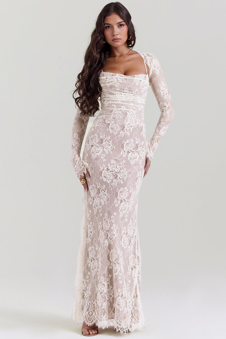 Celeste | Abito Maxi in Pizzo